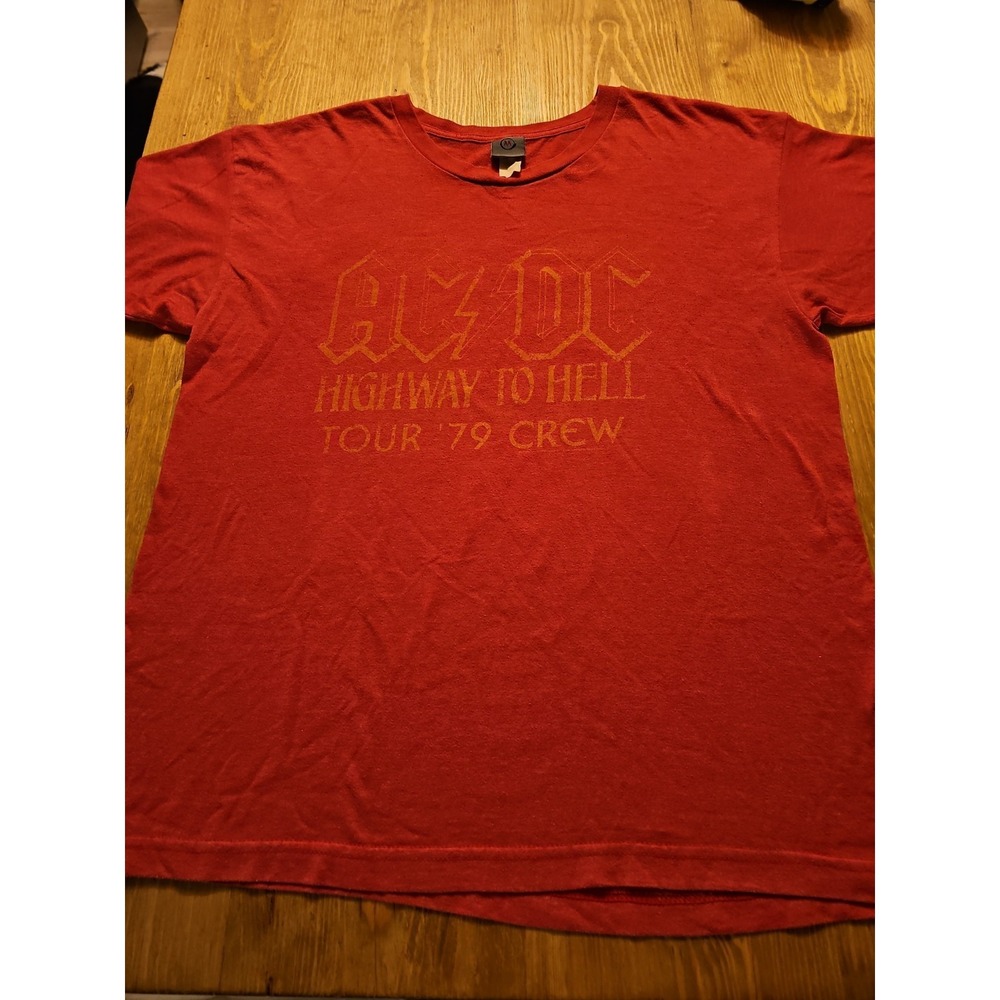 Vintage AC/DC Highway To Hell Shirt Mens Large Red Tour 79 Crew Band Rock Repro